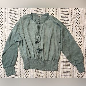 Mystree Long Sleeve Animal Print Peasant Blouse - Size L